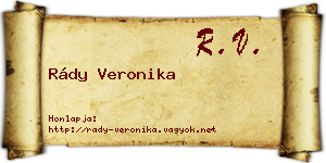 Rády Veronika névjegykártya